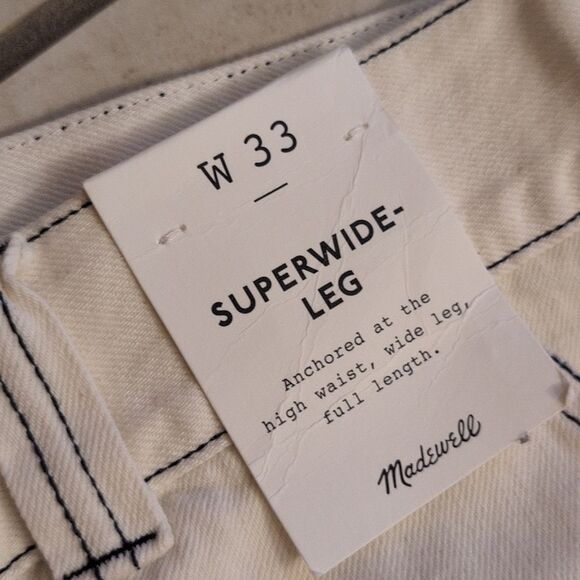 NWT Madewell Superwide-Leg Utility Jeans Canvas Beige Cream White Sz 33 - Picture 6 of 14